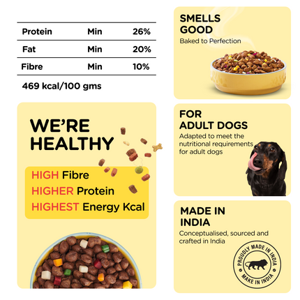 Henlo Chicken & Vegetable Baked Dry Food for Adult Dogs and SKATRS Anti Skid Stainless Steel Bowl Combo