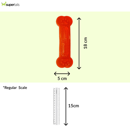 Chullbull Flat Silicone Gel Teething Bone Chew Toy for Puppies & Dogs (Orange)