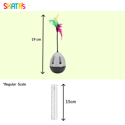 Skatrs Feather Interactive Tumbler Toy for Cats (Grey)
