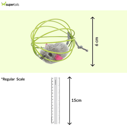 Trixie Mouse in a Wire Ball Toy for Cats (Yellow)