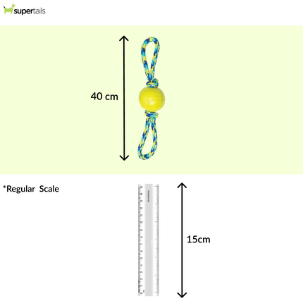 Zeus Rope Ball Tug with Hand Loops Toy for Dogs (Yellow)