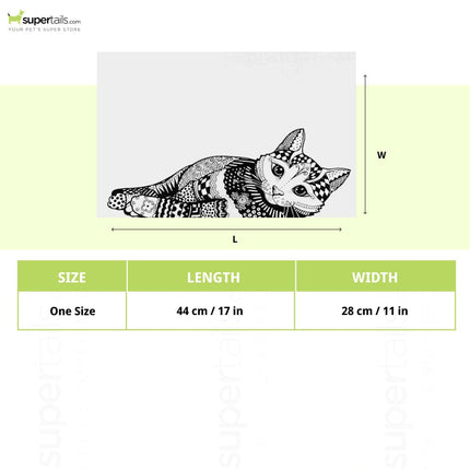 Trixie Zentangle Cat Place Mat for Dogs and Cats (Black & White)