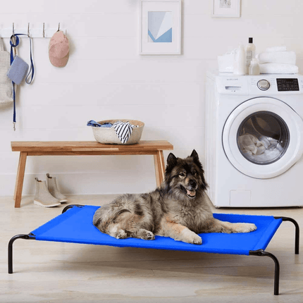 Fluffy's Pawsome Waterproof elevated Sides Camping Bed for Dogs (Blue)