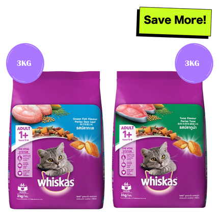 Whiskas Ocean Fish and Tuna Flavour Adult Cat Dry Food Combo