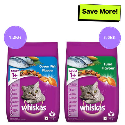 Whiskas Ocean Fish and Tuna Flavour Adult Cat Dry Food Combo