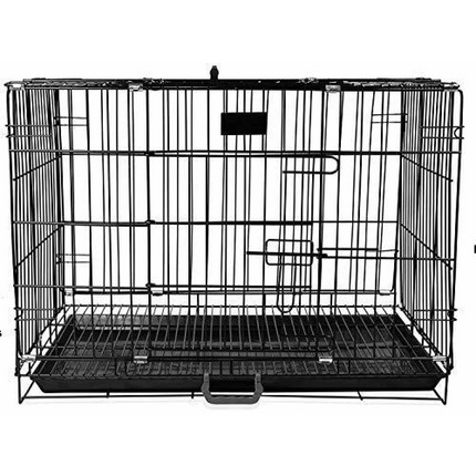 Chullbull Single Door Iron Powder Coated with Removable Tray Carrier for Dogs and Cats (Black)
