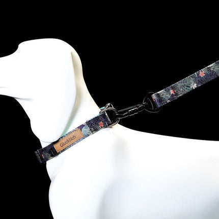 Glucklich Polyester Printed Adjustable Collar for Dogs (Green Forest)