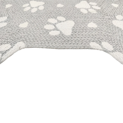 Pawpourri Bone Shaped Paw Printed Mat for Dogs and Cats (Light Grey)