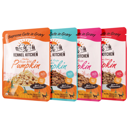 Carniwel Fresh Lamb Large Breed Dry Food and Kennel Kitchen Supreme Cuts in Gravy Variety Pack Wet Food For Dogs Combo