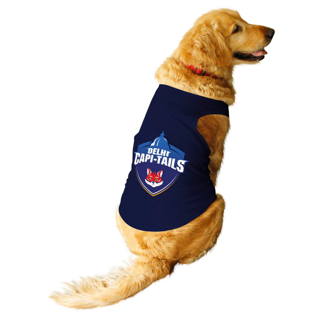 Ruse IPL "Delhi Capi Tails" Printed Tank Jersey for Dogs (Navy Blue)
