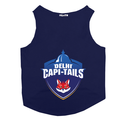 Ruse IPL "Delhi Capi Tails" Printed Tank Jersey for Dogs (Navy Blue)