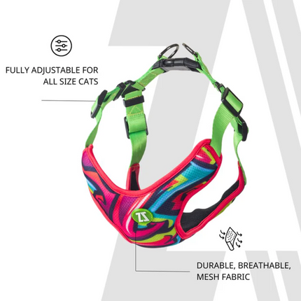 Zoomiez Adjustable Drip Printed Soft Mesh Harness for Cats