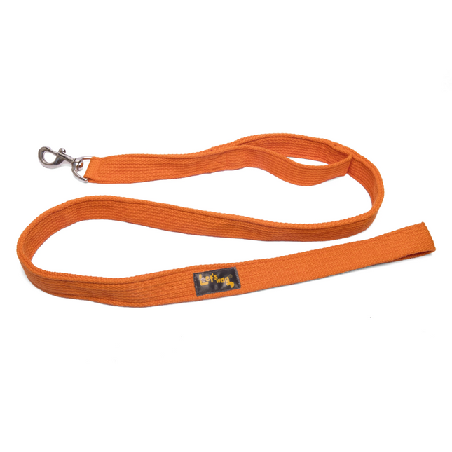 Let's Wag Double Handle Fabric Leash for Dogs (Orange)