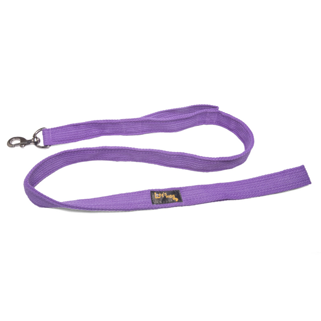 Let's Wag Double Handle Fabric Leash for Dogs (Purple)