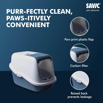 Savic Nestor Jumbo Toilet Home for Cats (Bluestone)