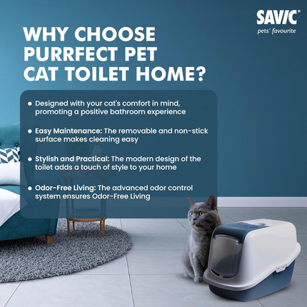 Savic Nestor Jumbo Toilet Home for Cats (Bluestone)