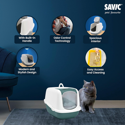 Savic Nestor Jumbo Toilet Home for Cats (Nordic Green)