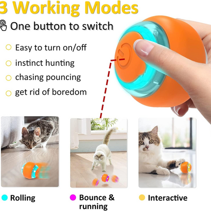 Goofy Tails Smart Interactive Ball Toy for Cats (Orange)
