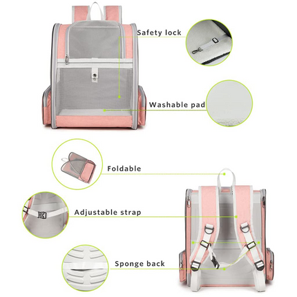 QPets Expandable Backpack for Dogs and Cats (Pink)