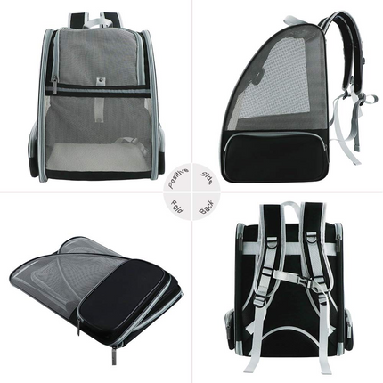 QPets Expandable Backpack for Dogs and Cats (Grey)