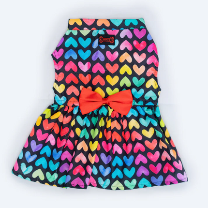 Pawgypet Multi Heart Dress for Dogs (Multi Colour)