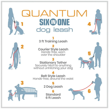 Kurgo Quantum 6 in 1 Dog Leash (Barn Red)