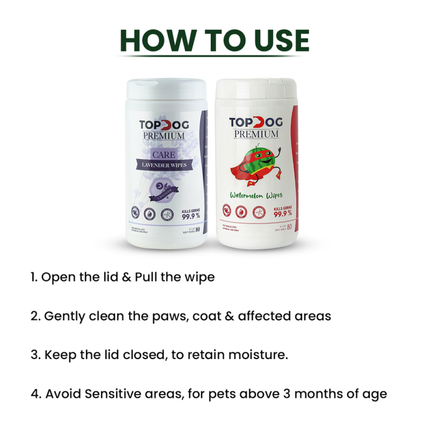 TopDog Premium Watermelon Sanitizing Wipes for Dogs and Cats