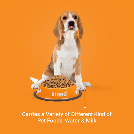 Kibbo Anti Skid Stainless Steel Printed Bowl for Dogs and Cats (Orange)