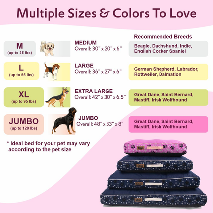 Petter World Indoor Artisanal Rectangular Cushion Mattress Bed with Washable Cover for Dogs (Crocus)