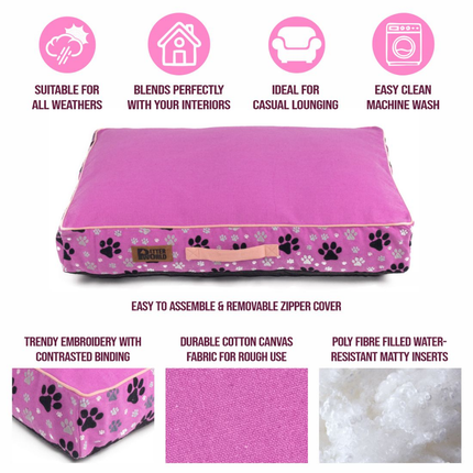 Petter World Indoor Artisanal Rectangular Cushion Mattress Bed with Washable Cover for Dogs (Crocus)