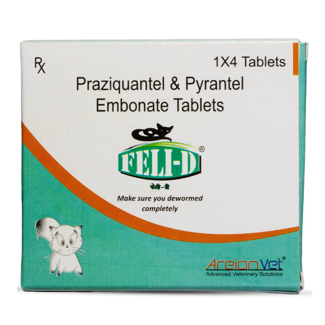 Areion Vet Feli D Deworming Tablets for Cats (pack of 4 tablets)