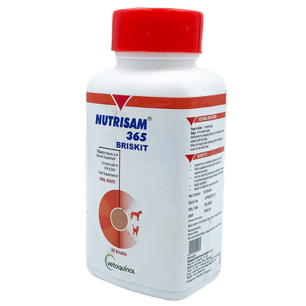 Vetoquinol Merical Pet Briskit DS and Vetoquinol Nutrisam 365 Calcium Supplements for Dogs and Cats Combo