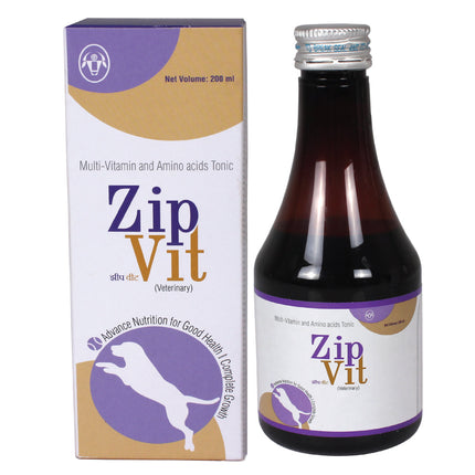 Intas Zipvit Multi Vitamin Supplement (200ml) and Venkys Gutwell Pre & Probiotics Gut Health Powder (100g) for Dogs and Cats Combo