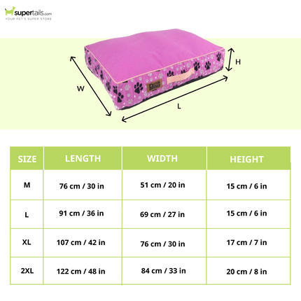 Petter World Indoor Artisanal Rectangular Cushion Mattress Bed with Washable Cover for Dogs (Crocus)