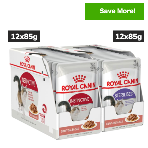 Royal Canin Instinctive and Sterilised Gravy Adult Cat Wet Food Combo